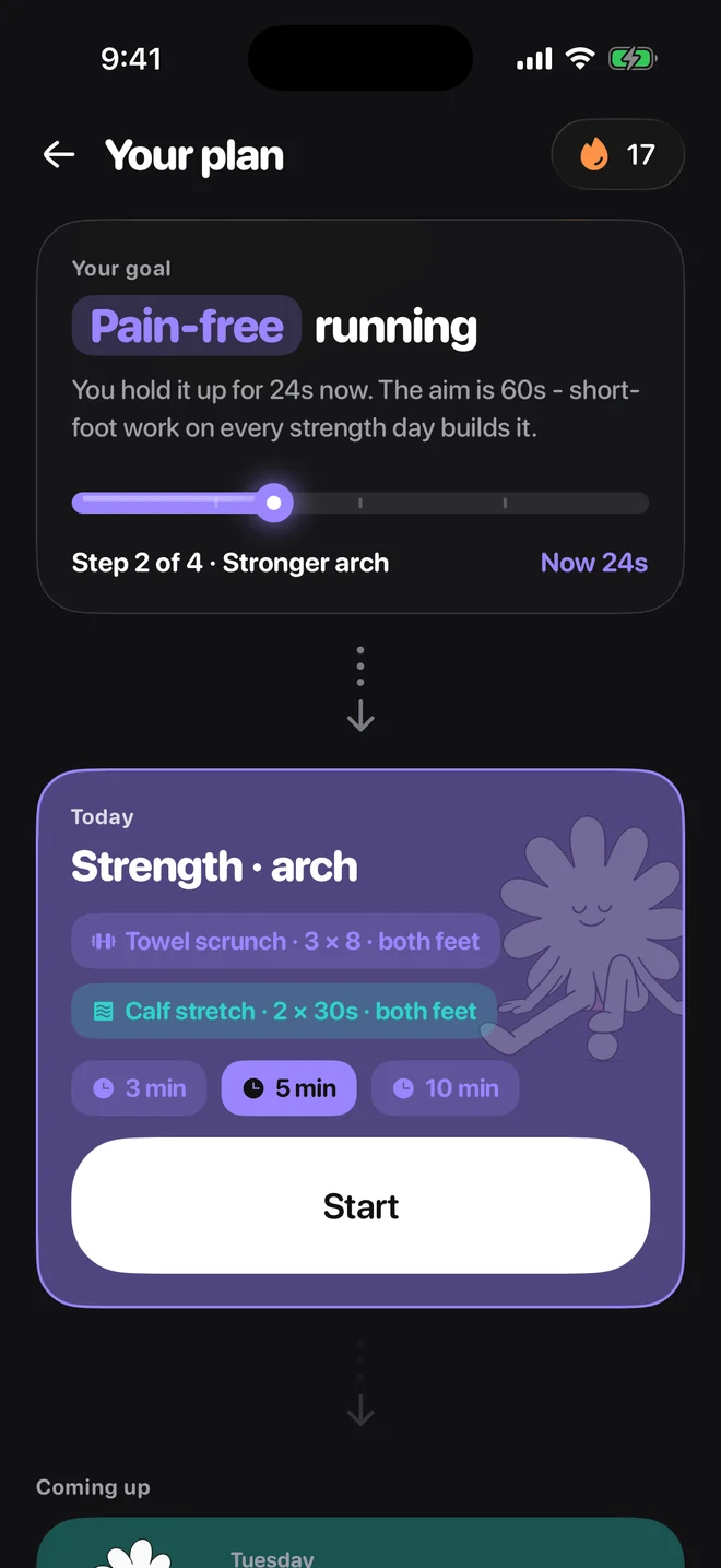 Walkito: your plan with a pain-free running goal, step 2 of 4, stronger arch