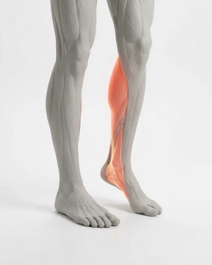 A standing figure with both arches visibly lifted and toes flat